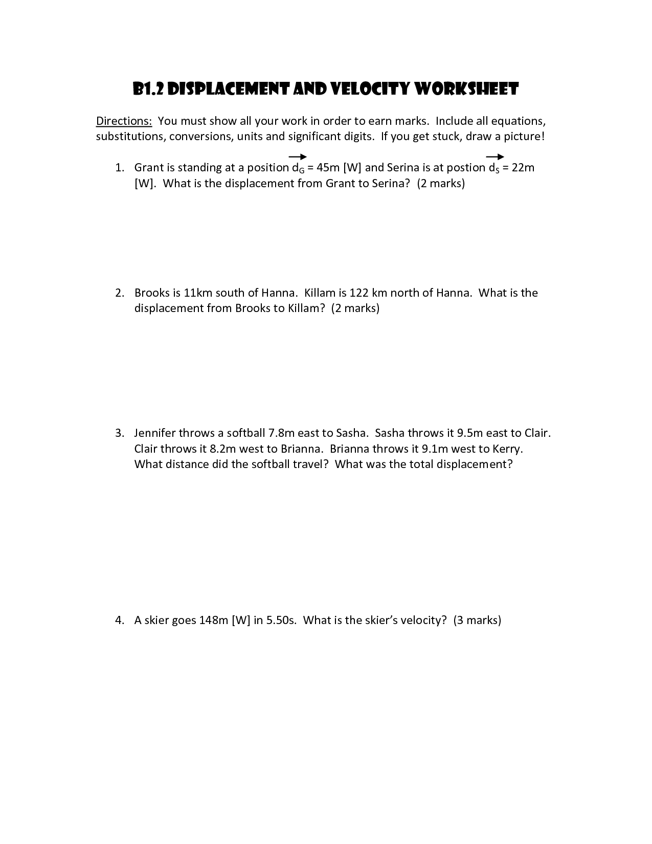 Speed Velocity and Acceleration Worksheets Answer Key Image