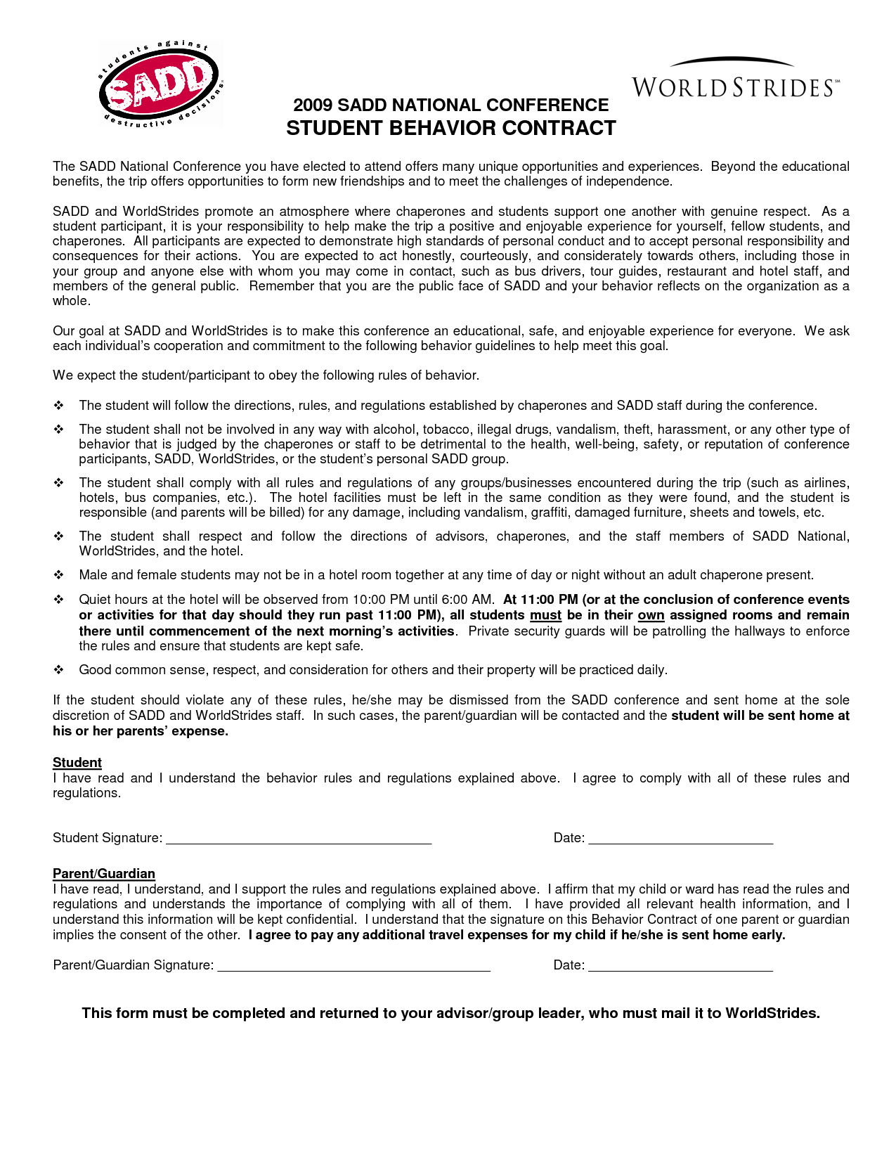 Student Behavior Contract Image