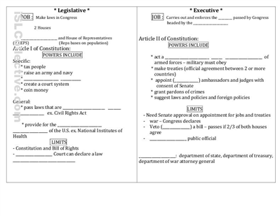 U.S. Constitution Worksheets Image