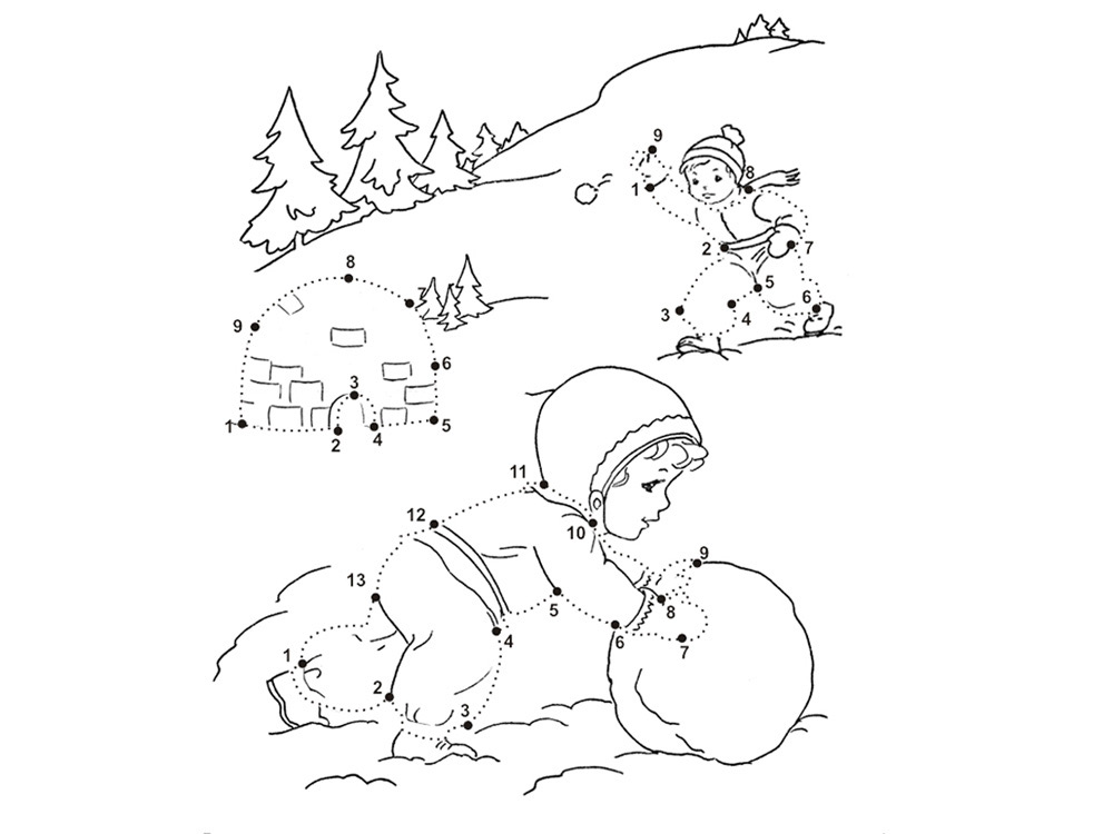 Winter Dot to Dot Coloring Pages