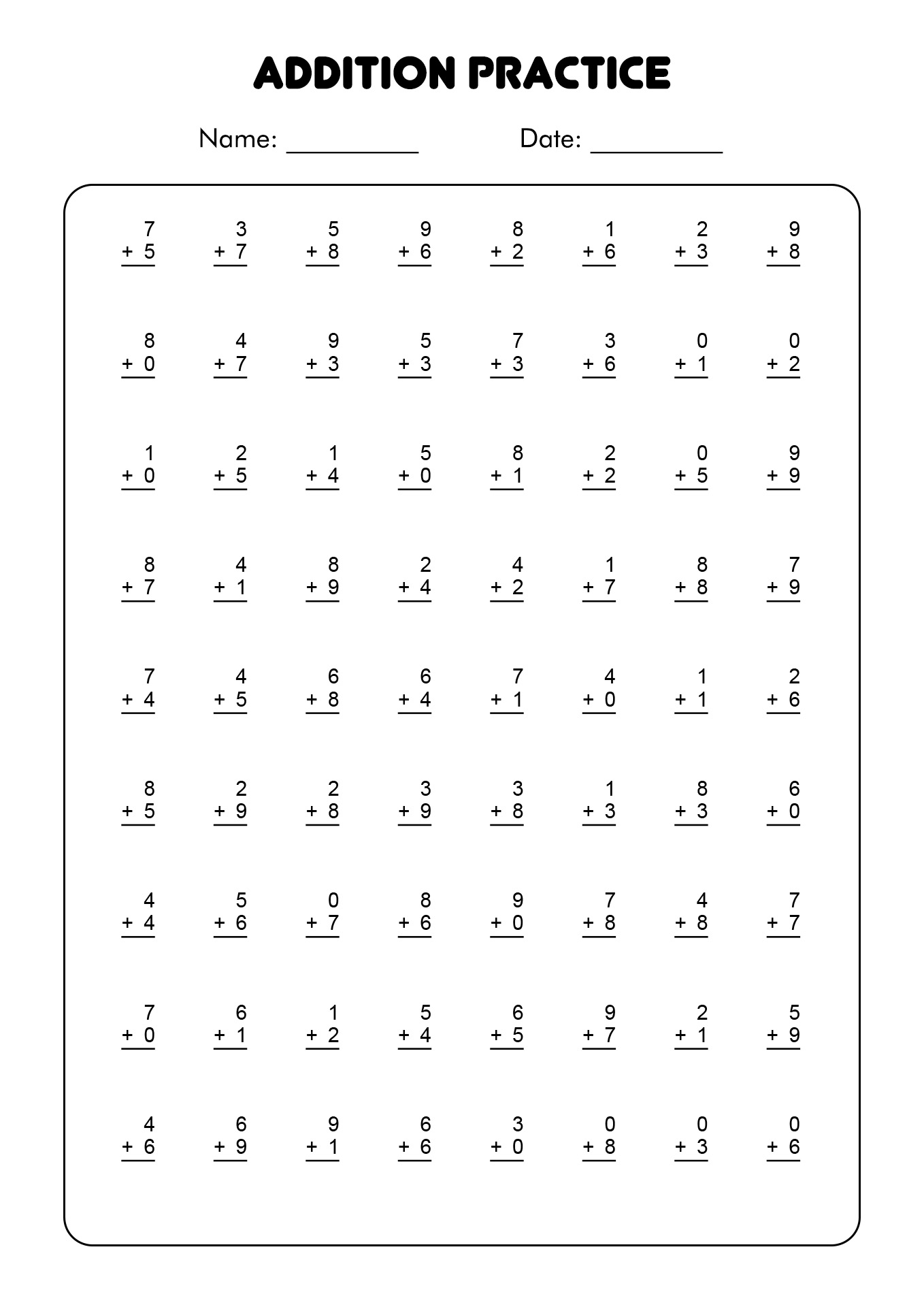1st Grade Math Practice Worksheets Image