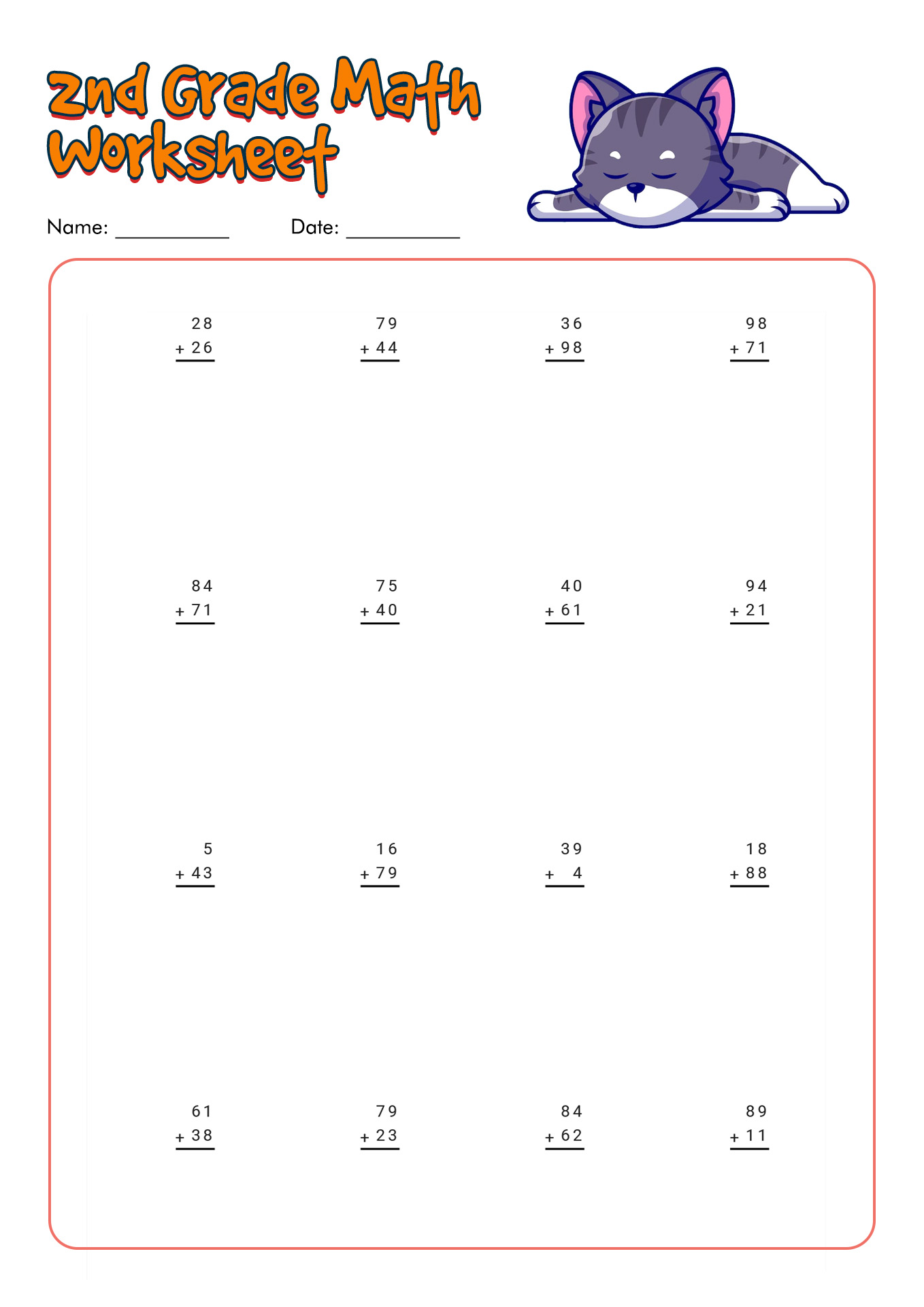 2nd Grade Math Worksheets Printable Image