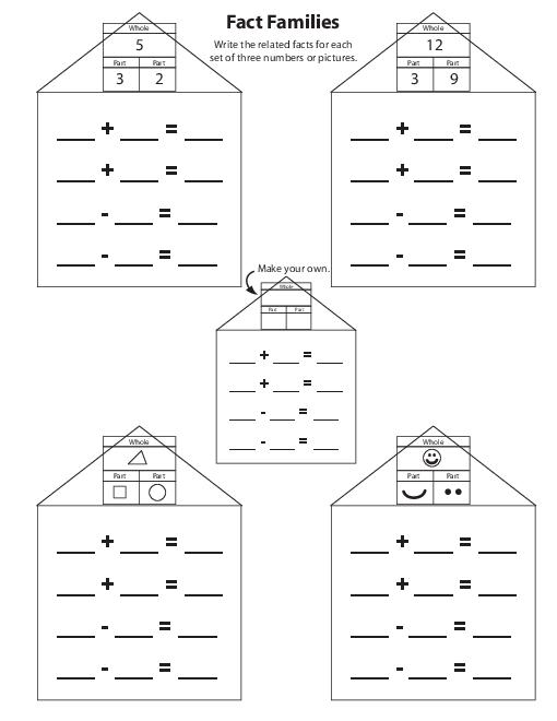 Addition Fact Family Worksheets Image