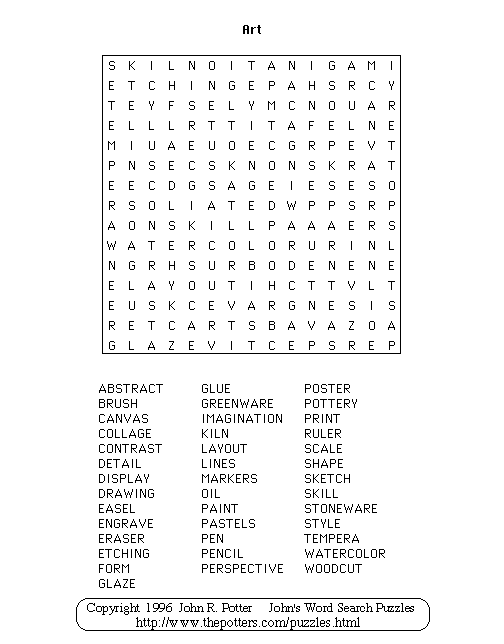 Art Word Search Puzzles Image