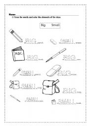 Big Medium and Small Worksheets Image