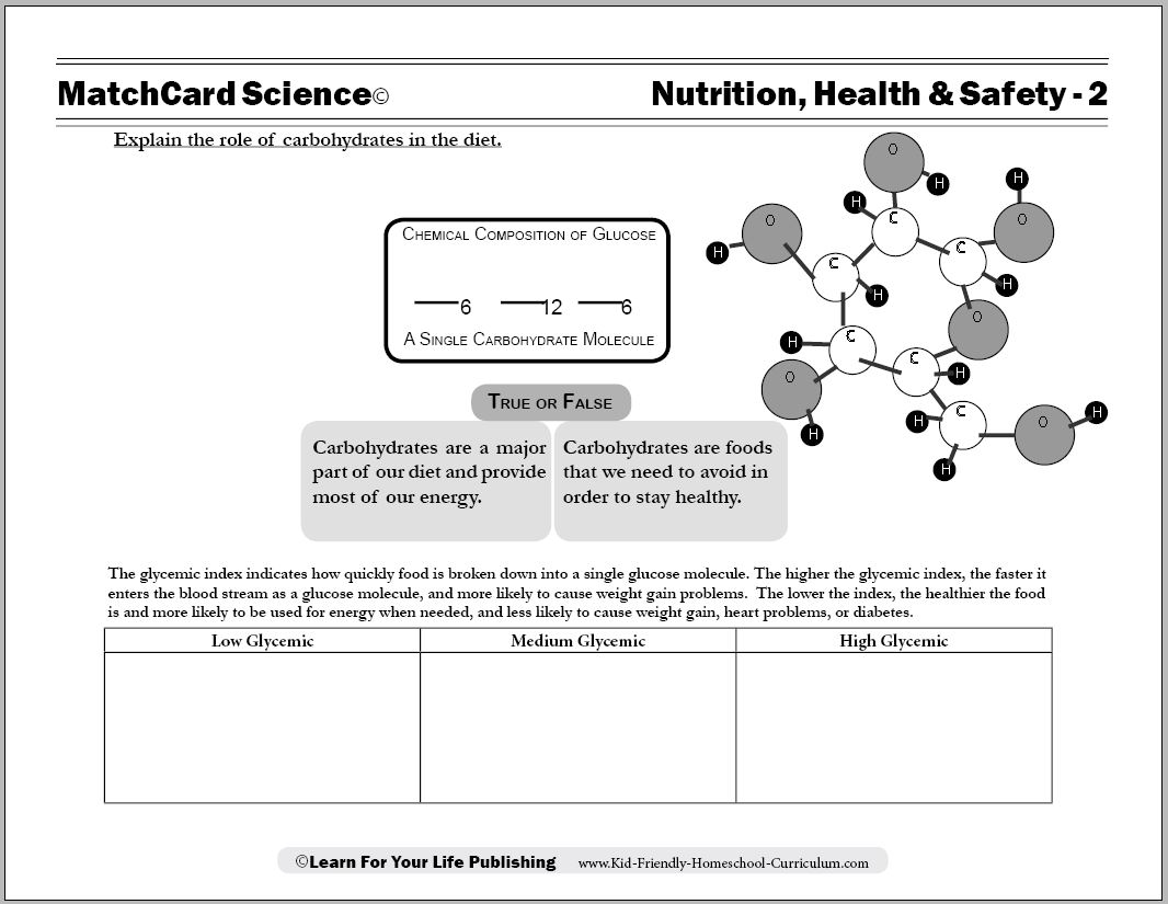 Carbohydrate Nutrition Worksheets Image
