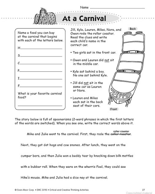 critical thinking worksheet grade 2