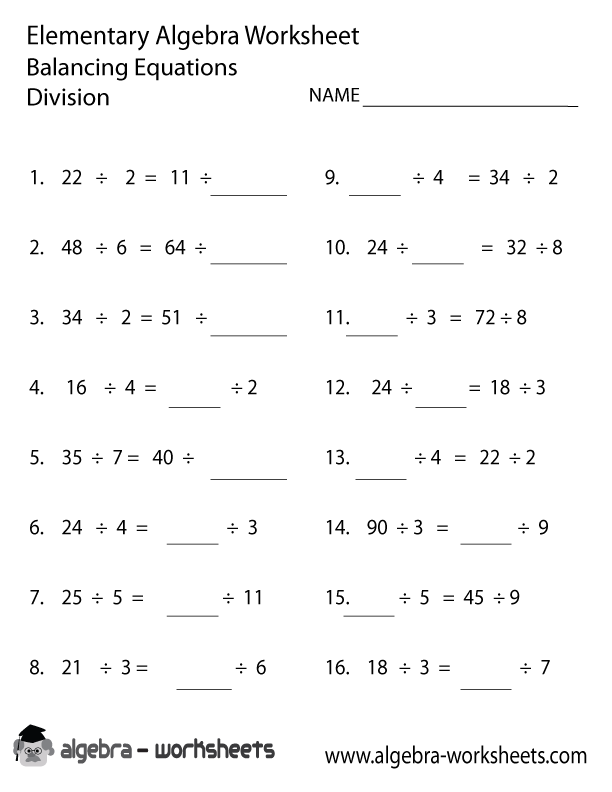 Elementary Algebra Worksheets Image