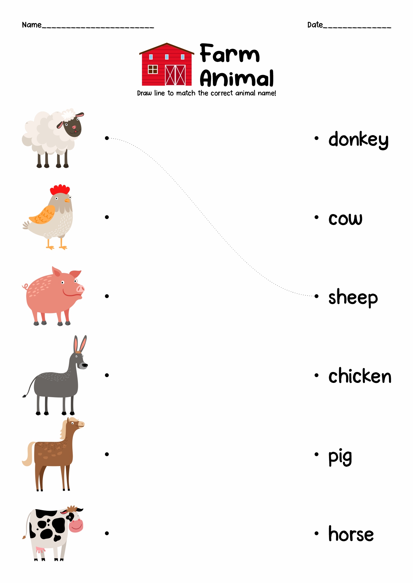 Farm Animals Worksheets for Kids Image