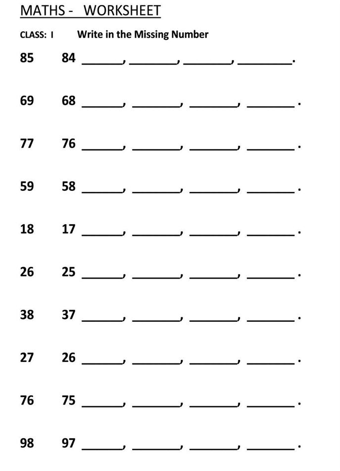 Fill in the Missing Numbers Worksheets Kindergarten Image