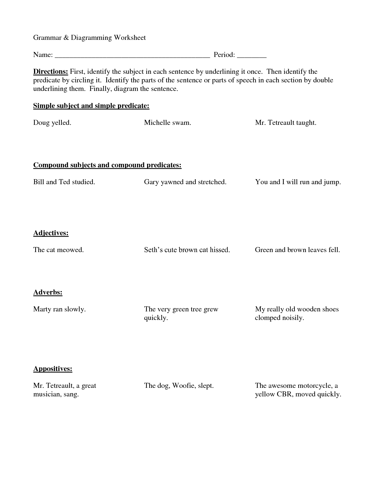 First Grade Grammar Worksheets Image