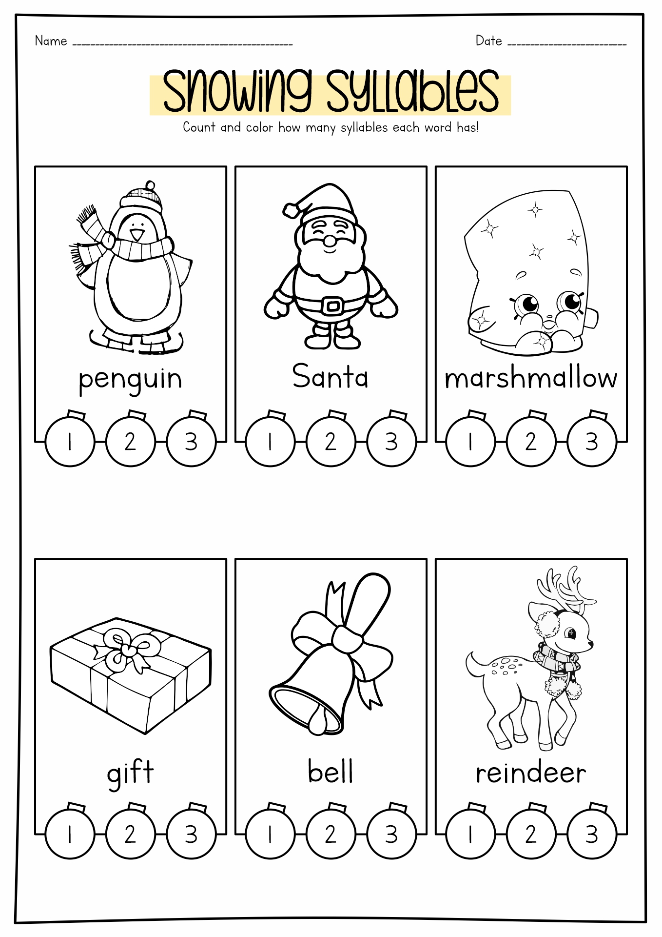 Free Christmas Kindergarten Worksheets Printable