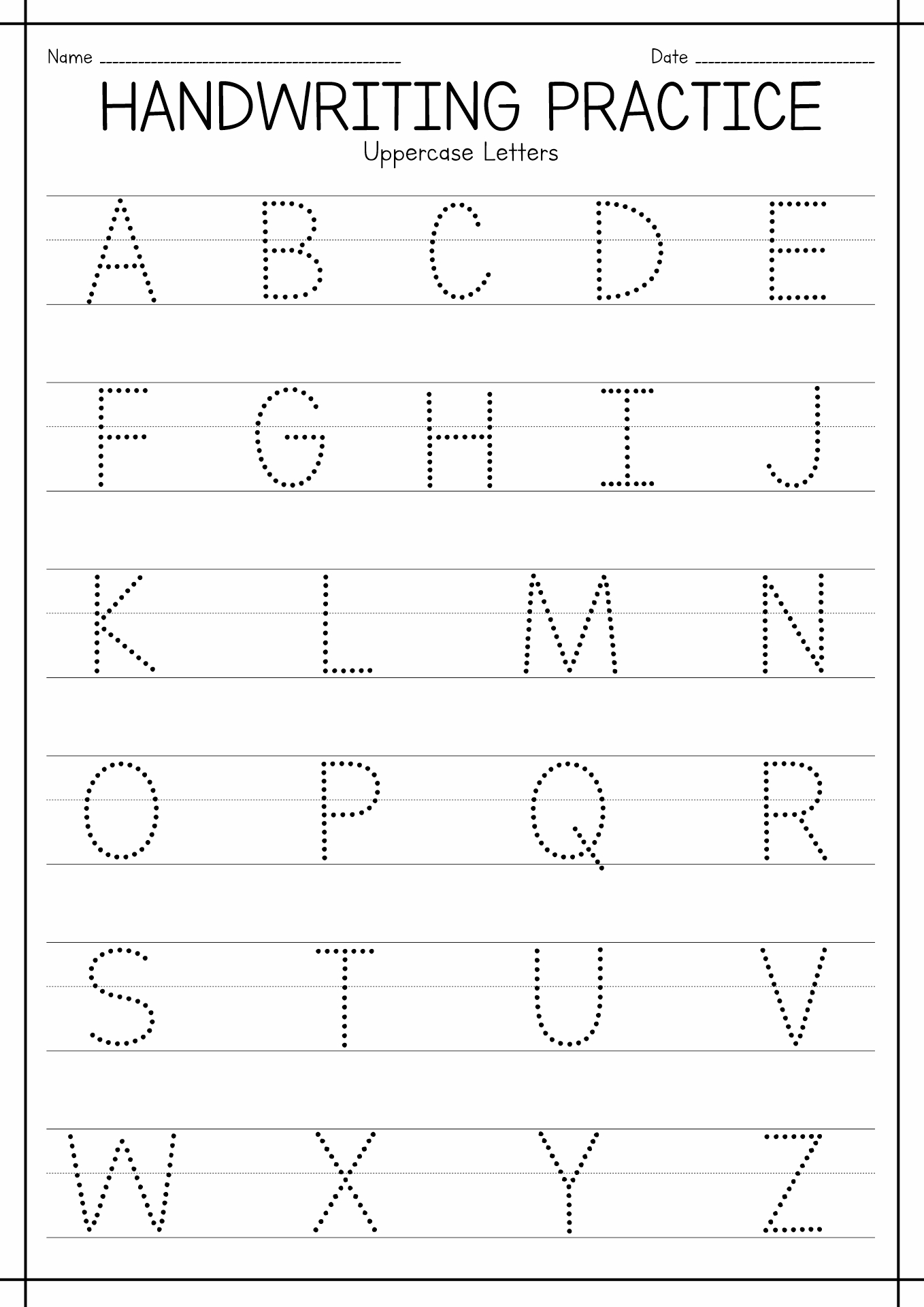 Free Printable Handwriting Practice Worksheet for Kindergarten Image