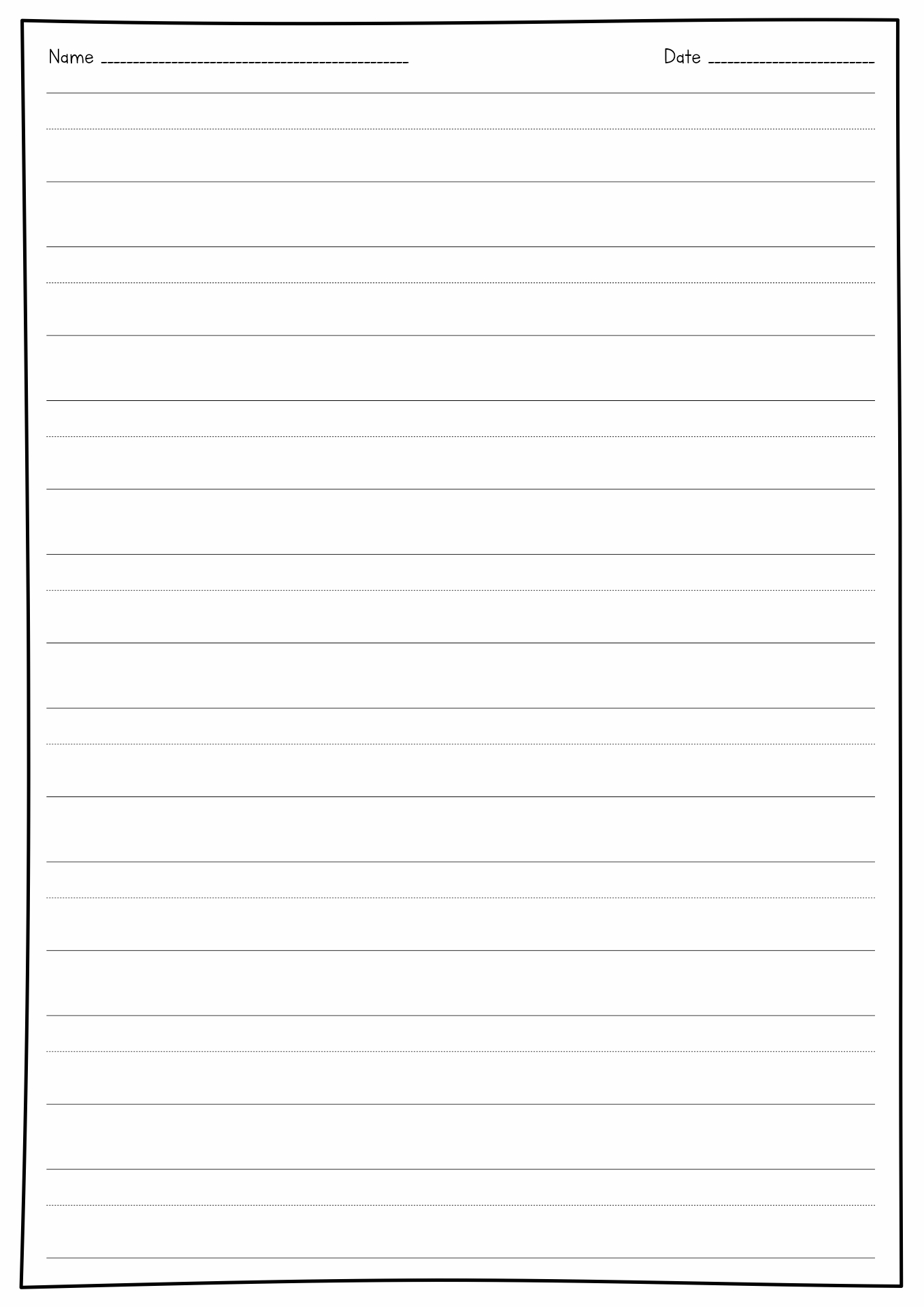 Free Printable Lined Writing Paper Template Image