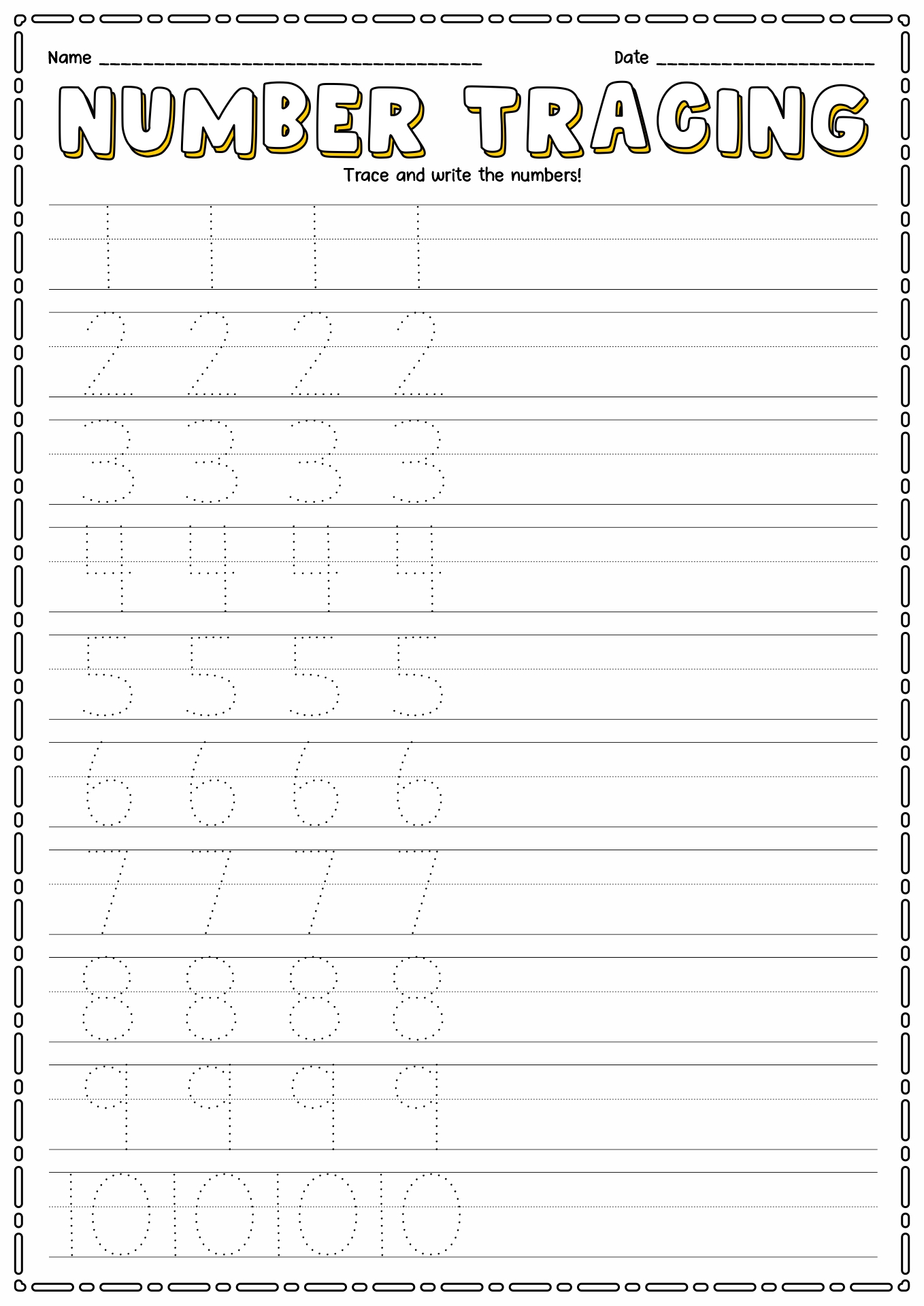 Free Printable Preschool Writing Numbers Worksheets