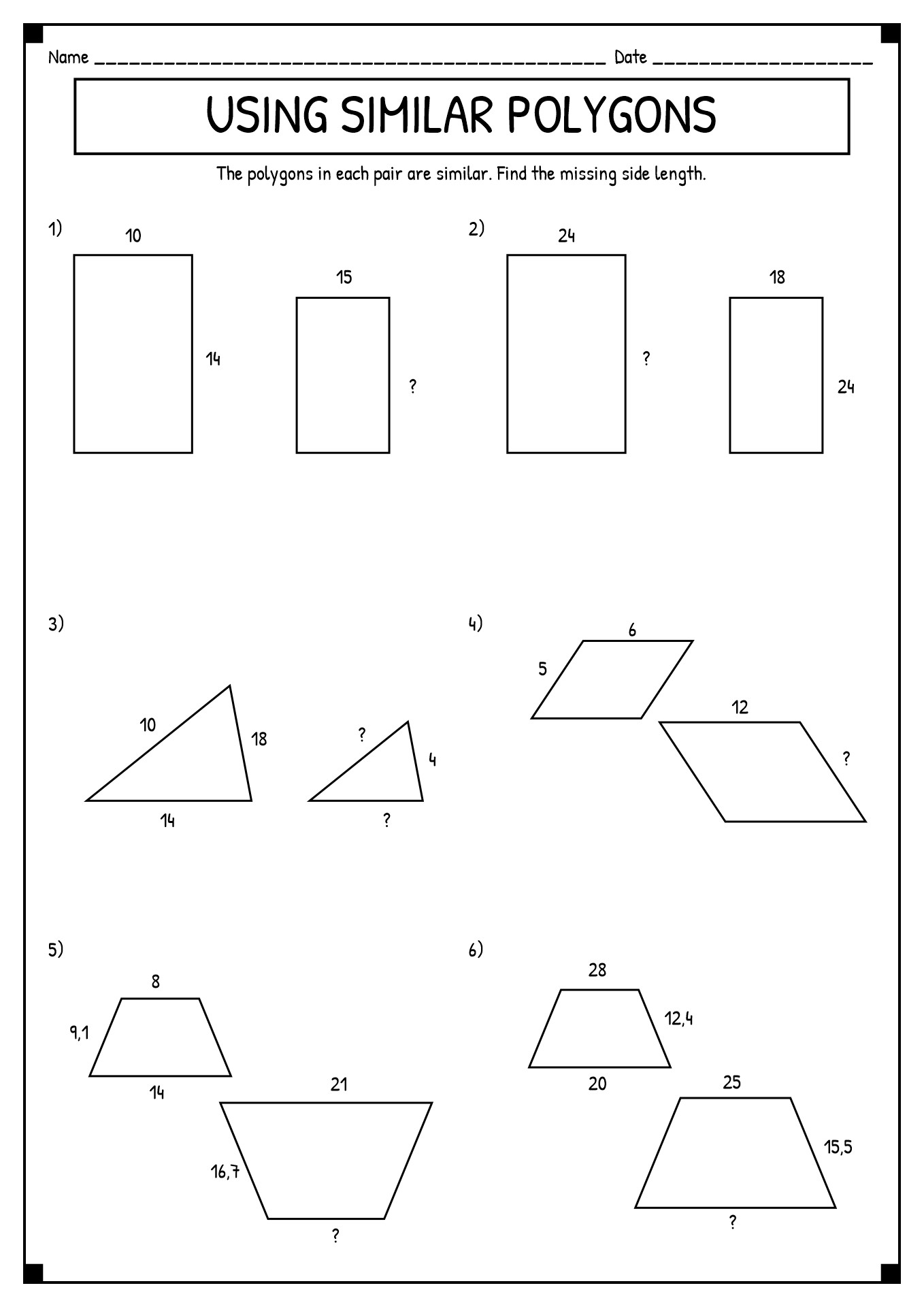 Kuta Software Infinite Geometry Similar Polygons Answers
