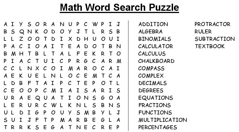 Math Word Search Puzzles Printable Image