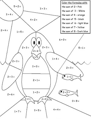 Penguin Math Coloring Sheet Image