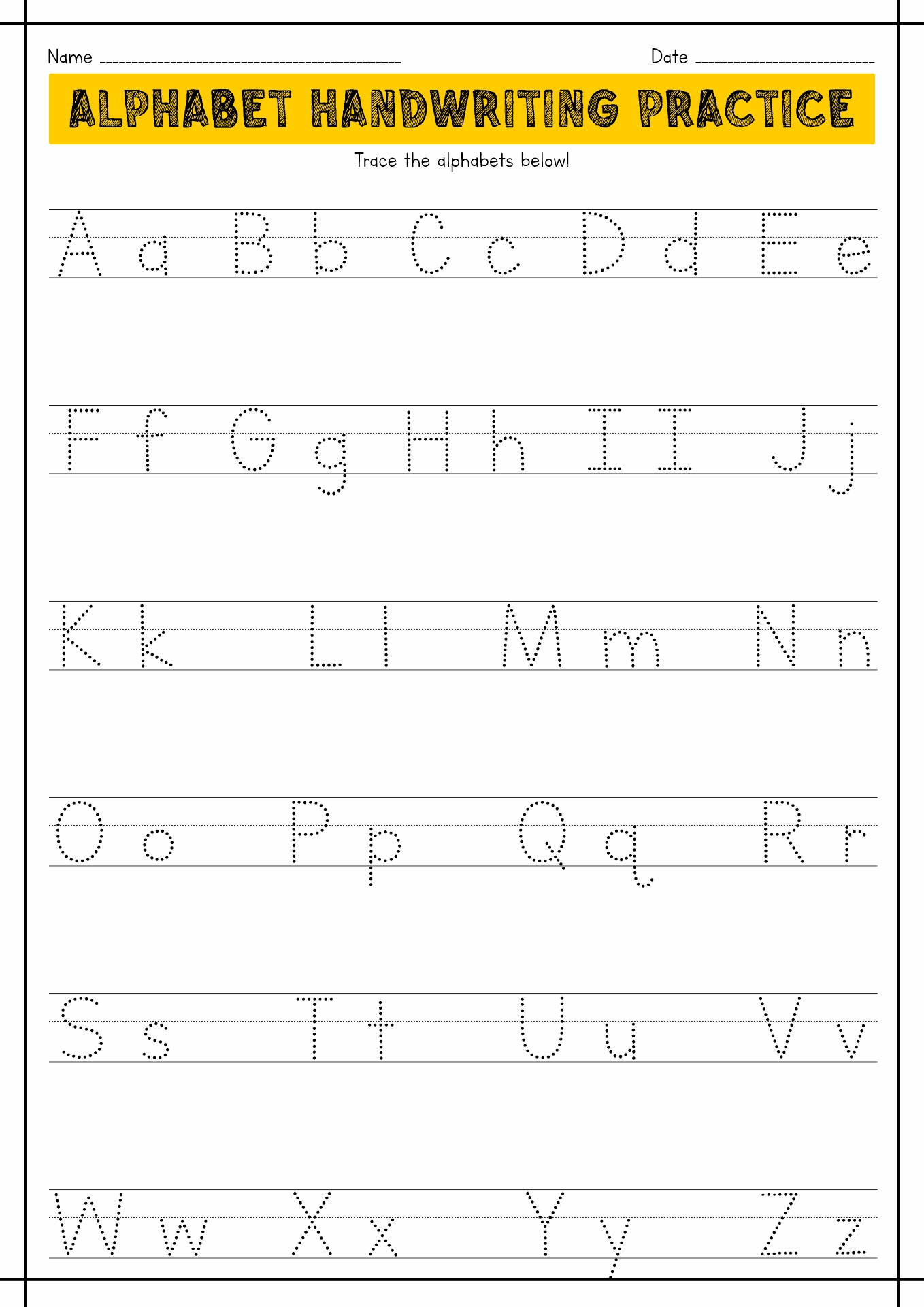 Handwriting Printables For Kindergarten