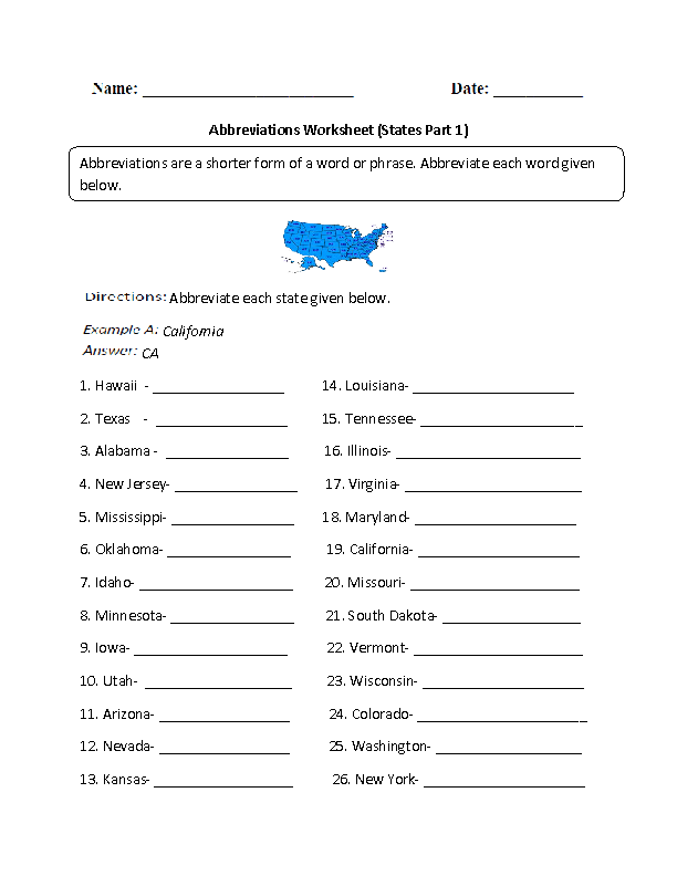 16 Abbreviation Worksheets Printable Worksheeto