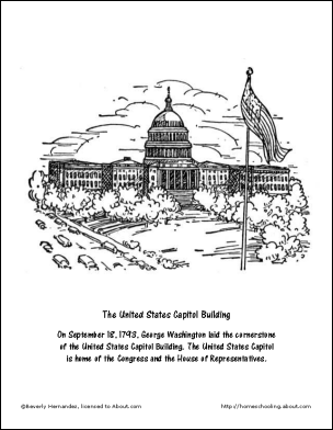 United States Capitol Building Coloring Pages Image