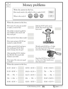 1st Grade Money Word Problems Worksheets Image