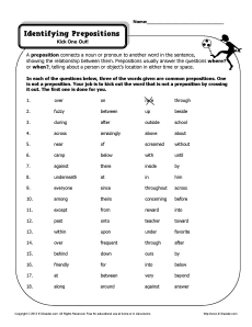 6th-Grade Preposition Worksheets Image