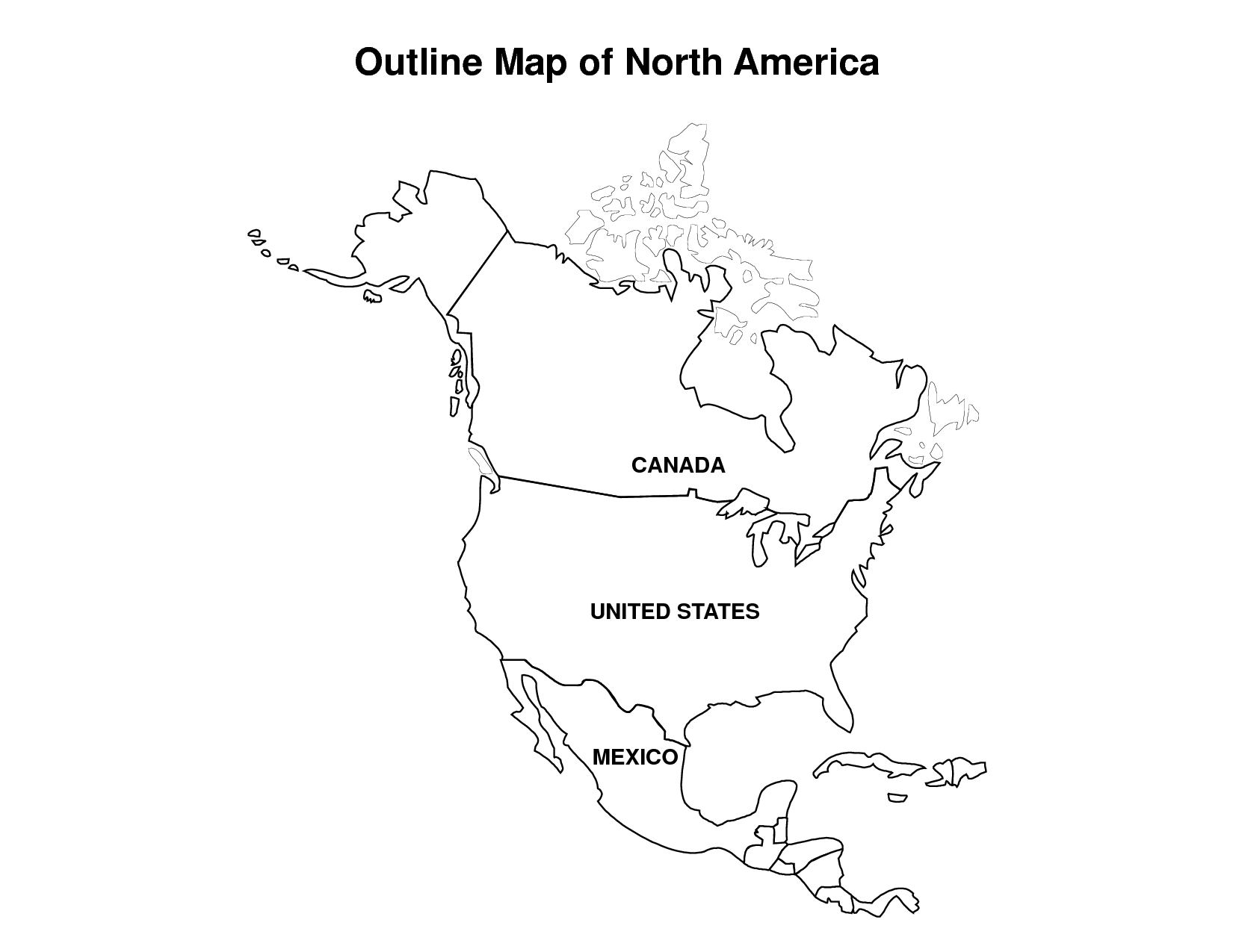 North America Outline Map Worksheet