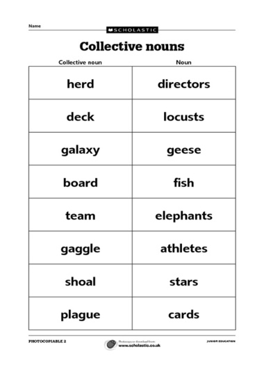 Collective Nouns Worksheet Image