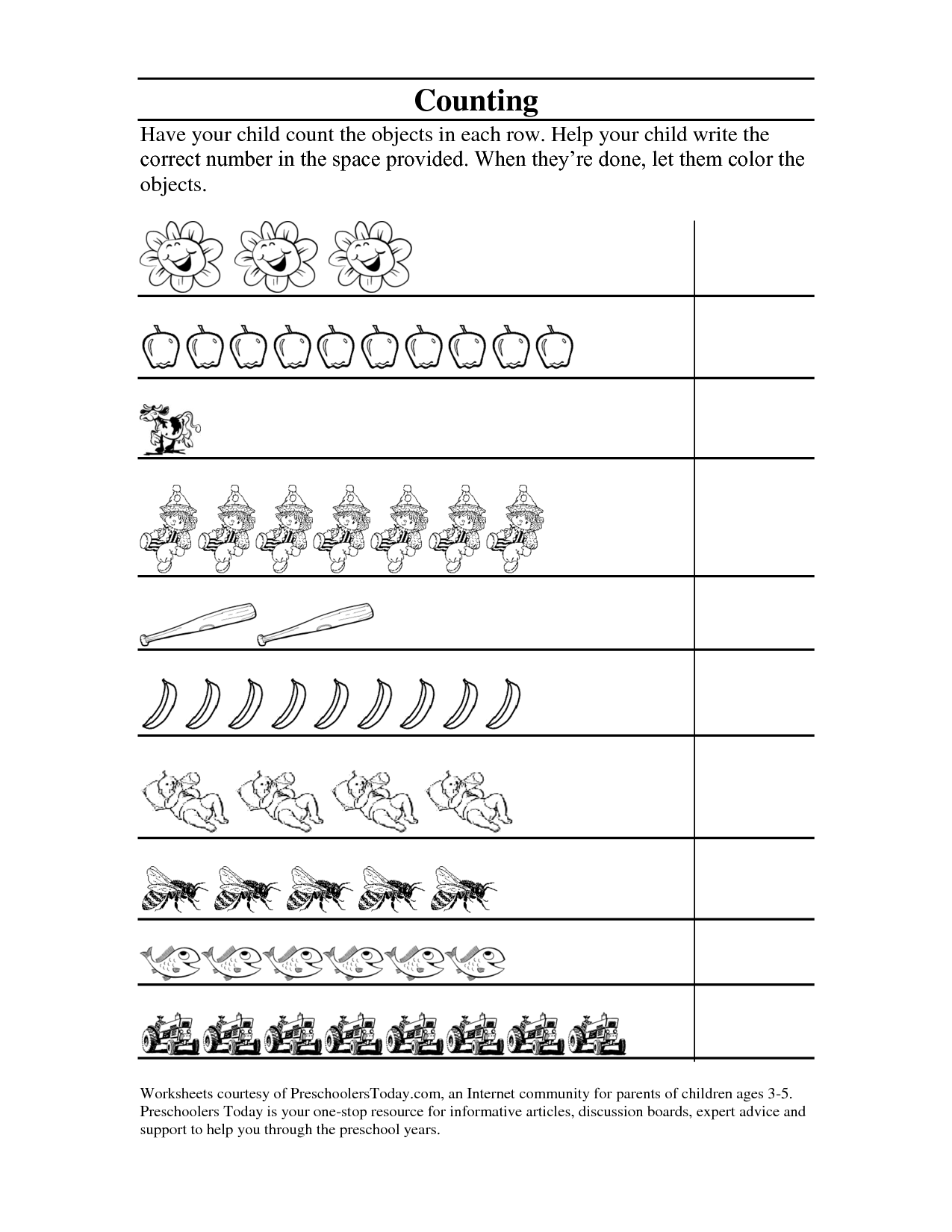 Count Objects and Write Number Worksheet Image