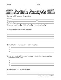 Current Events Worksheet Template Free Image