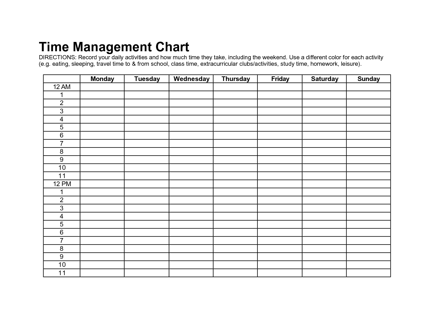 time management worksheet texas education agency