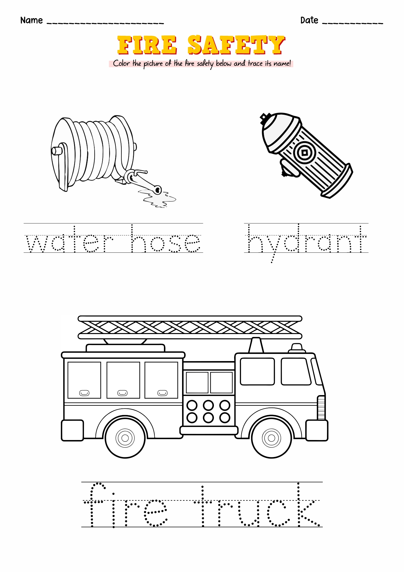 Fire Safety Activities for Kids Worksheets Image