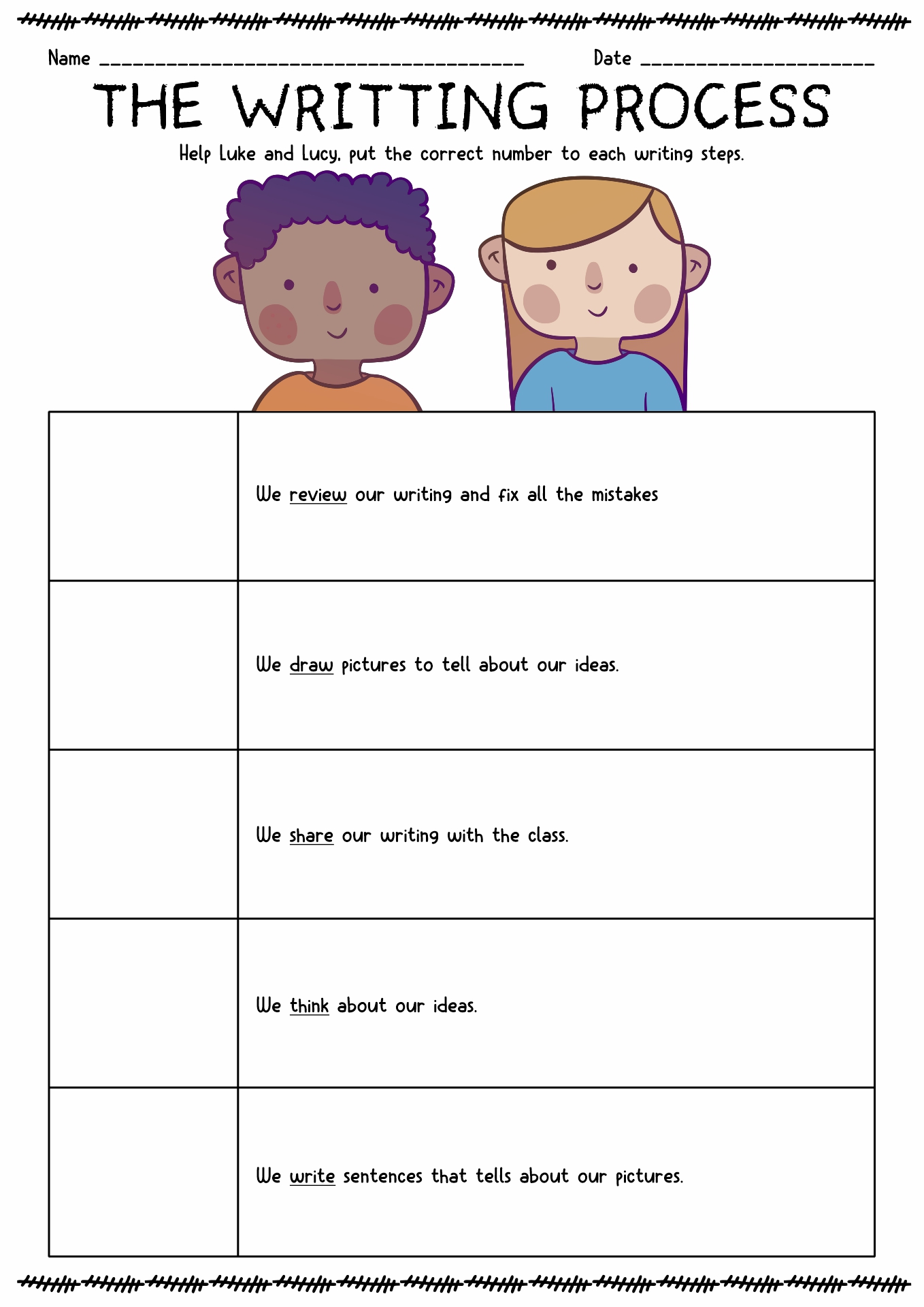 Five-Step Writing Process Worksheets