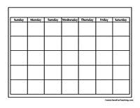 Free Blank Calendar Worksheets Image