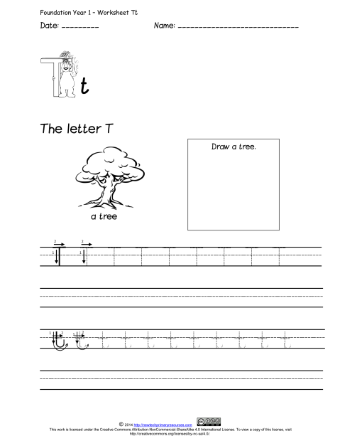 Letter T Handwriting Worksheets Image