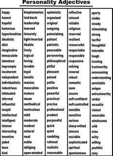 Personality Adjectives Word List Image