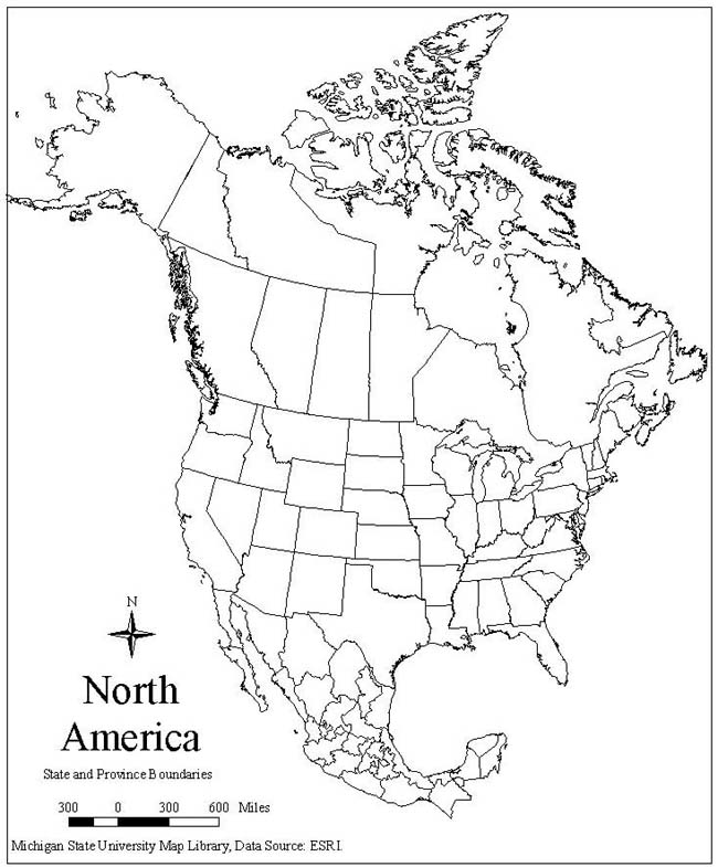 Printable Blank North America Map Image