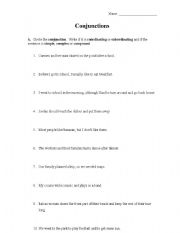 Simple Compound and Complex Sentences Worksheet Image