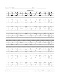 Writing Numbers 1 10 Kindergarten Image