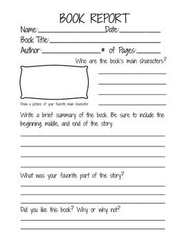 4th Grade Book Report Template for Students Image