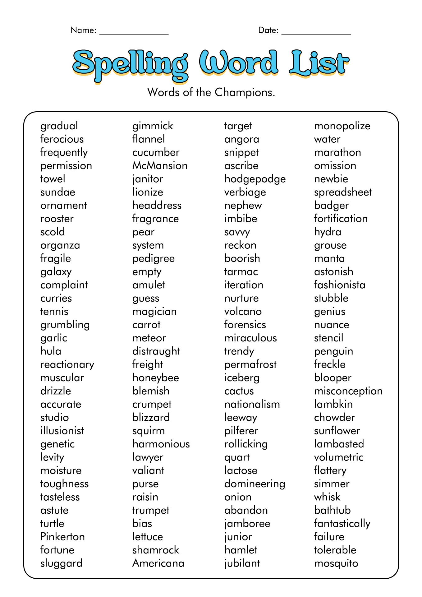 spelling practice worksheets for adults