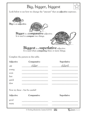 Comparative and Superlative Worksheets for 3rd Grade Image