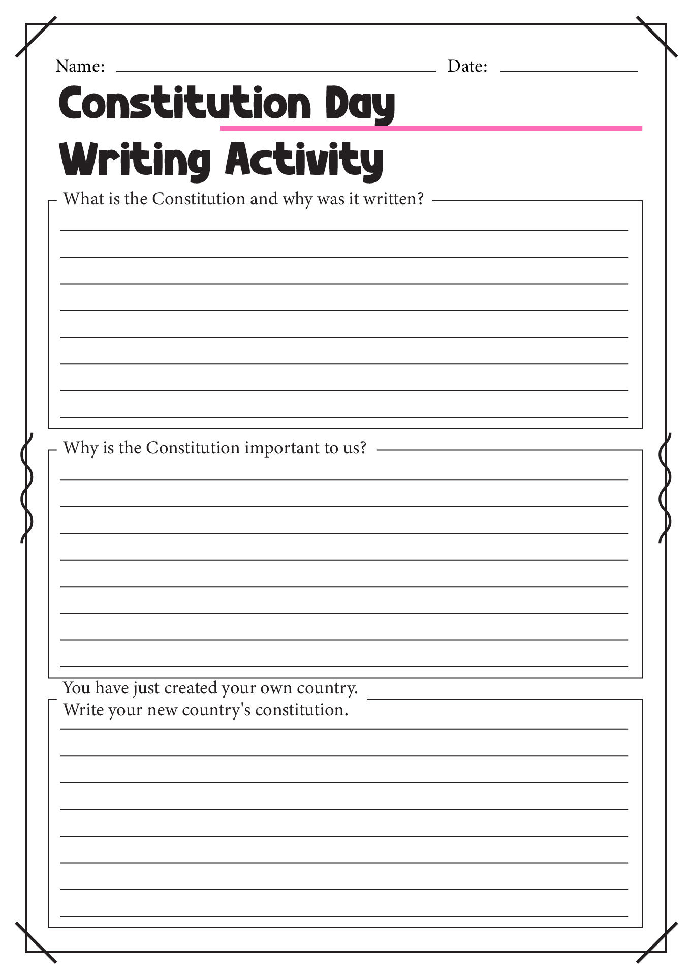 Constitution Day Writing Activity Image