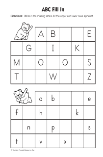 Fill in Missing Letters Worksheets Alphabet Image