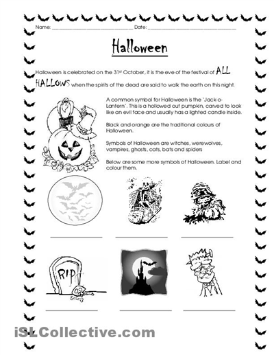 Free Printable Halloween Reading Worksheets Image