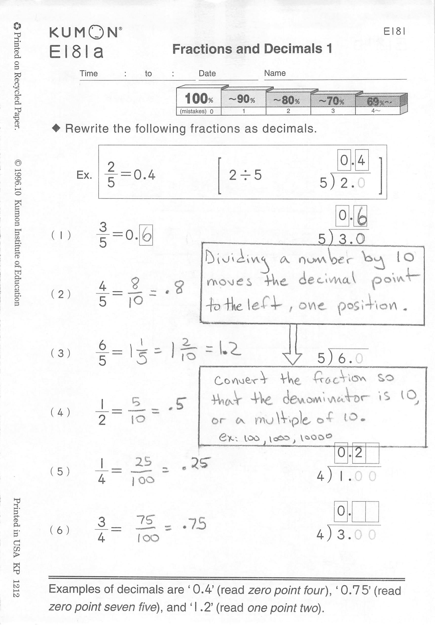 Free Printable Kumon Maths Worksheets
