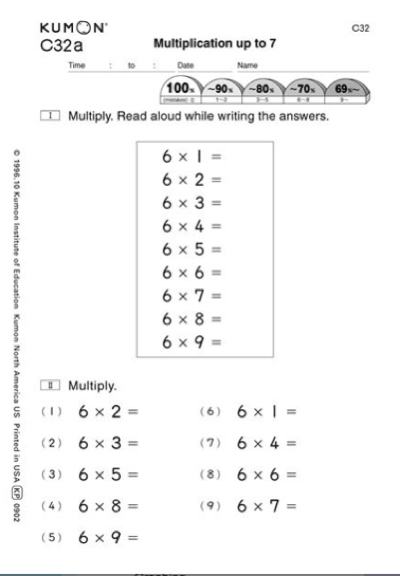 Kumon Worksheet Answer Key