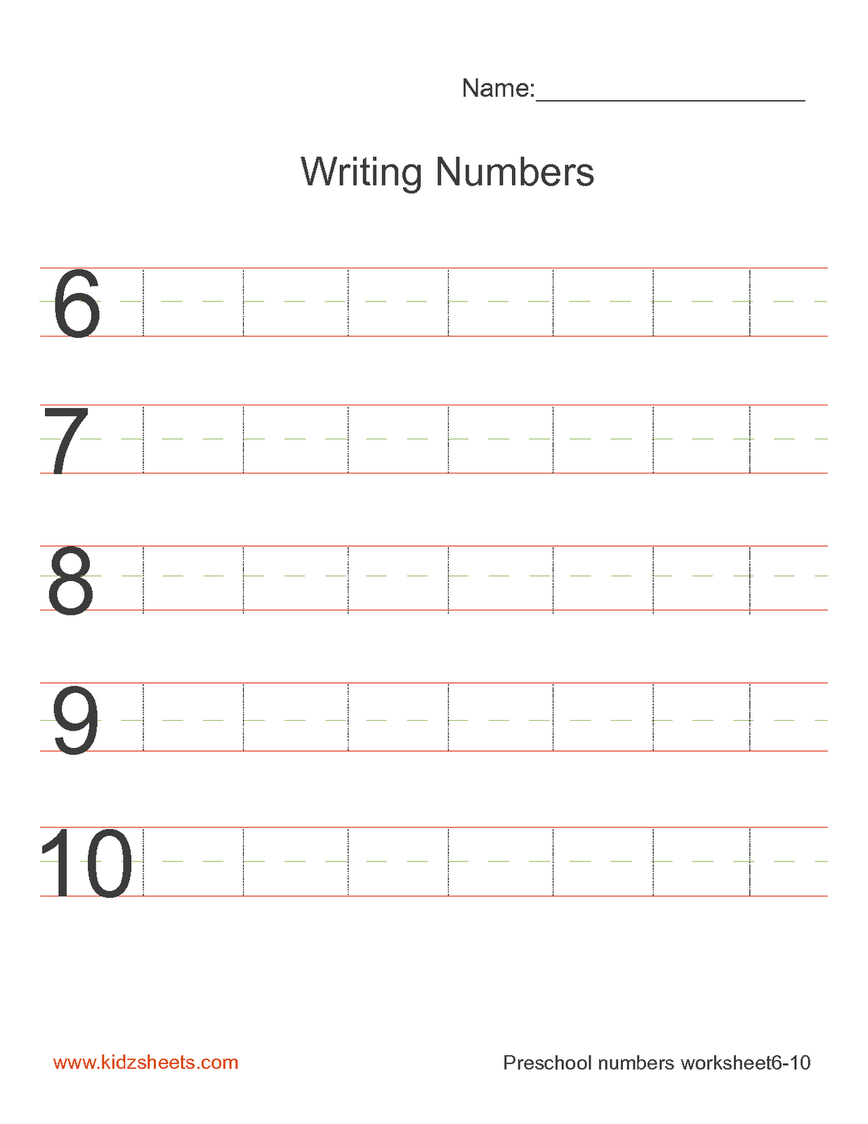 Preschool Writing Number 10 Worksheets Image
