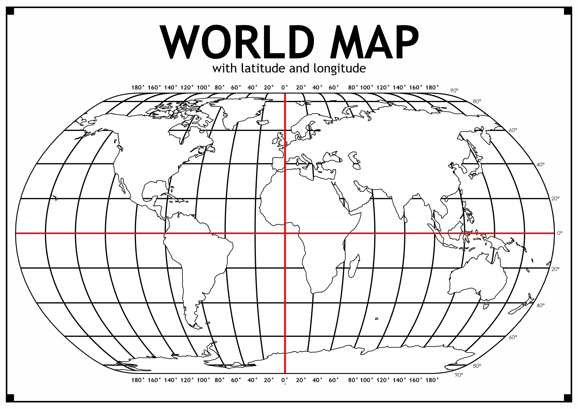Printable Map with Latitude and Longitude Image